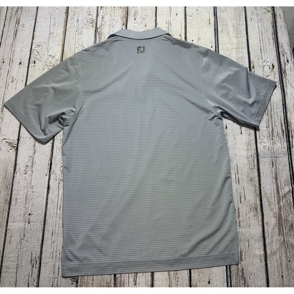 FootJoy Polo Shirt Men's Size M Gray Striped Short Sloove Chest Logo Stretch - Picture 8 of 11